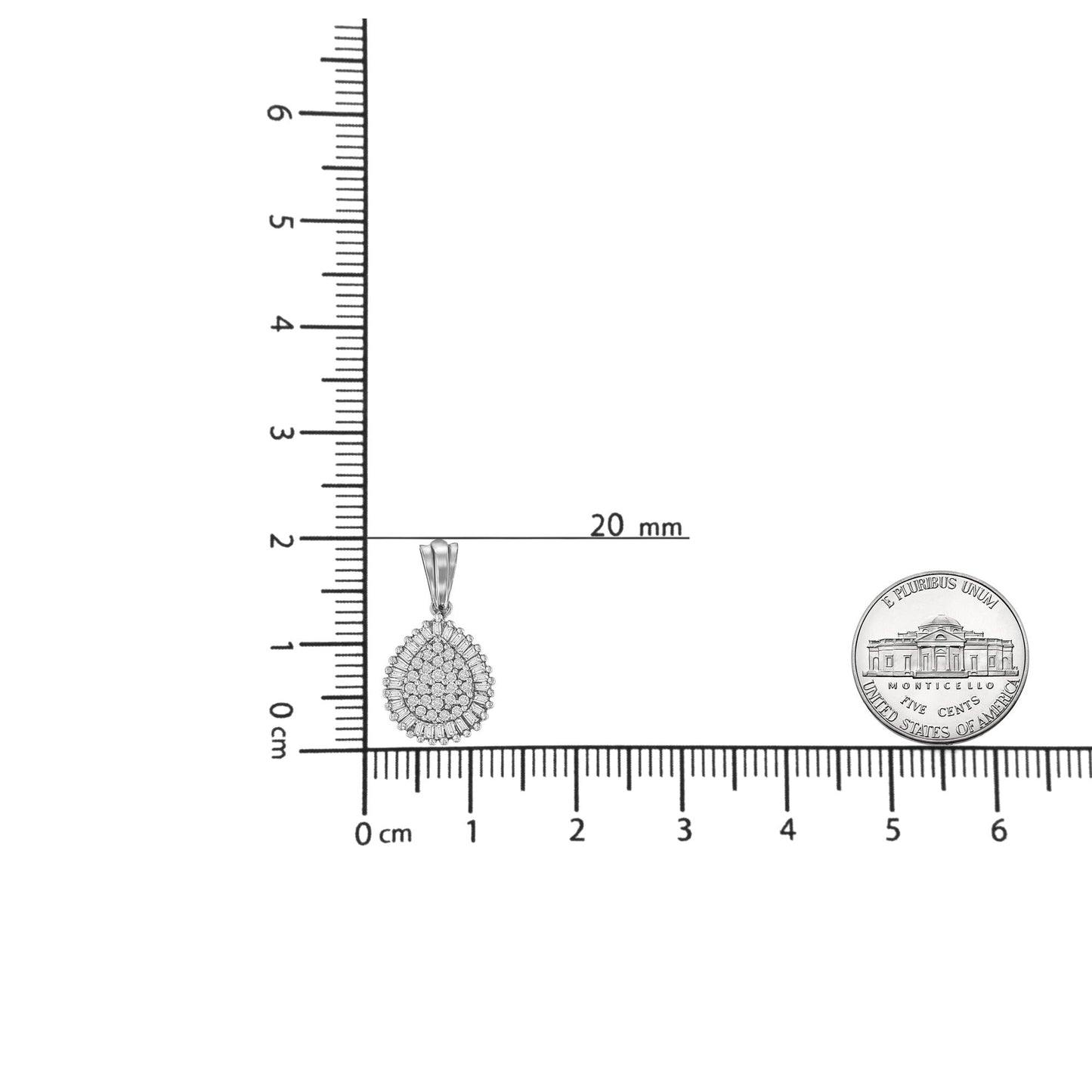 10K Gold 1/2 Cttw Round and Bagutte-Cut Diamond Teardrop 18" Pendant