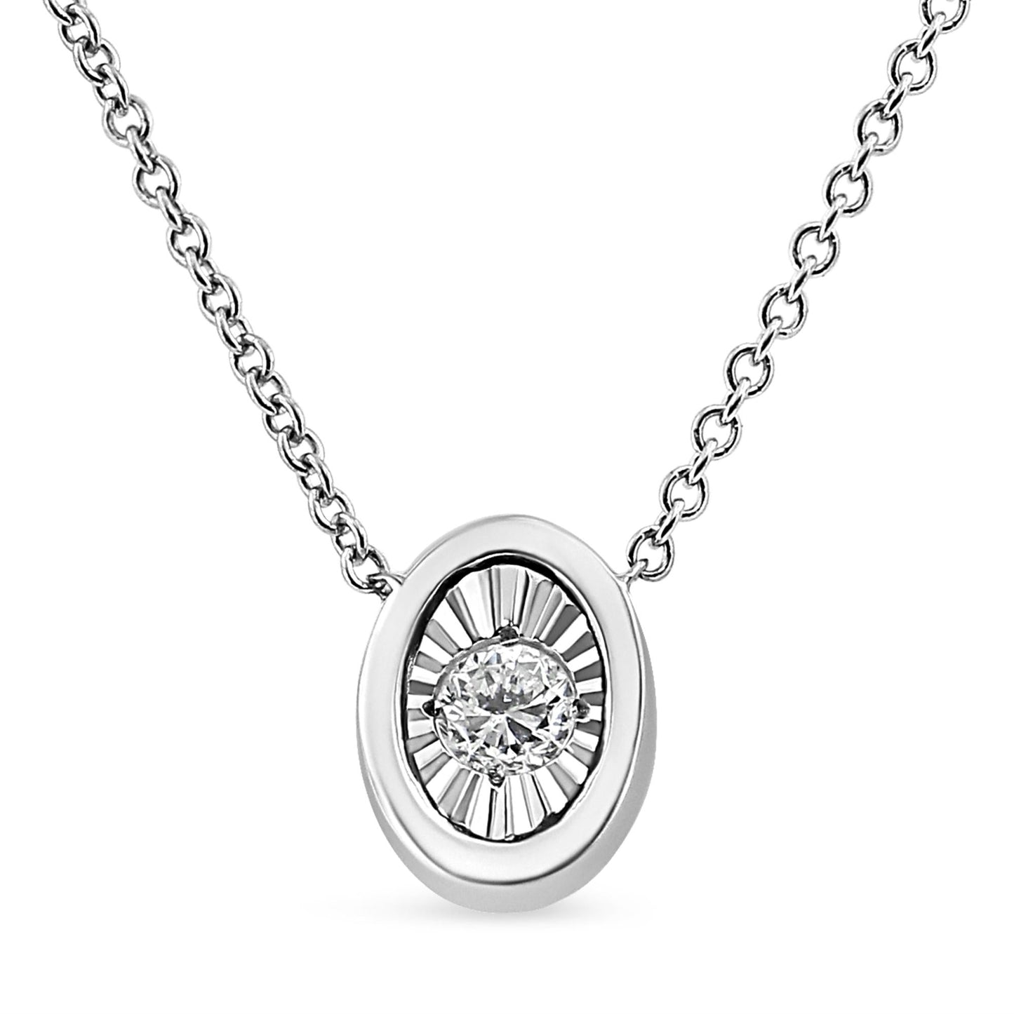 10K White Gold 1/10 Cttw Miracle Set Round-Cut Diamond 18" Pendant